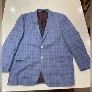 J. Benzal Light Blue Plaid Sport Coat